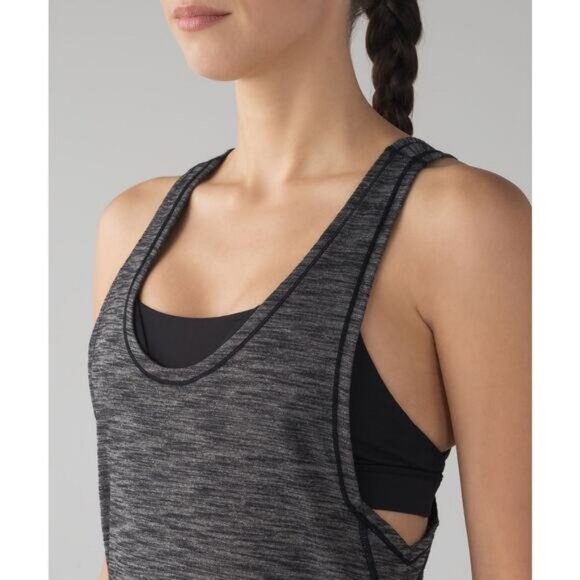 Lululemon Glide and Stride Tank Light Luon In Heathered Black Size 4 - Picture 3 of 7